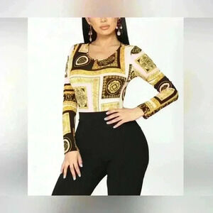 FASHION NOVA WORK OF ART LONG SLEEVE BODYSUIT SIZE S